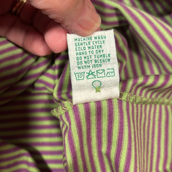 A Perfect Day In Paradise Sebastian Varney Lime Green And Purple Stripes Size L - Picture 8 of 9
